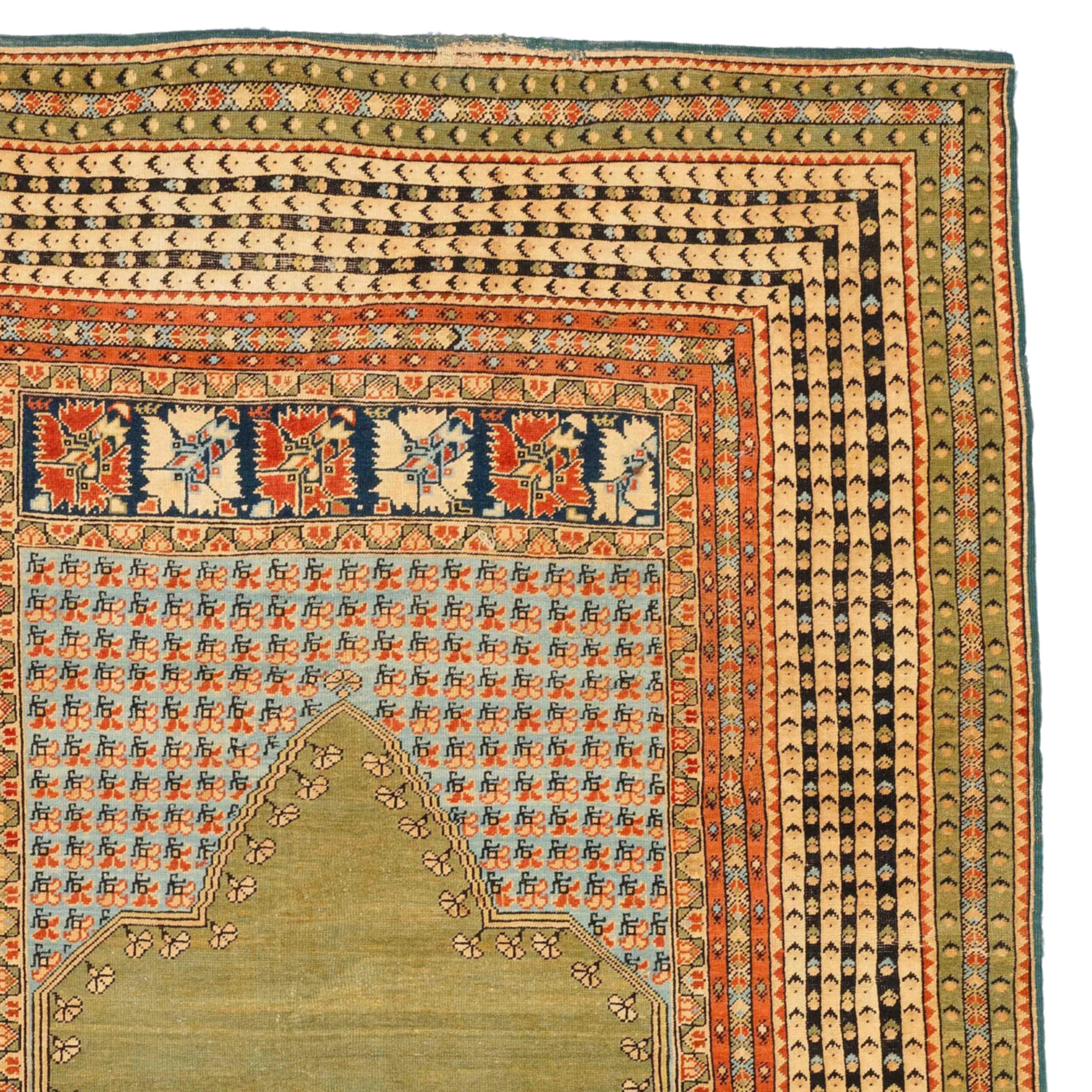 Antiker Ghiordes-Teppich - Anatolischer Ghiordes-Teppich aus dem 19. Jahrhundert, antiker Teppich im Zustand „Gut“ im Angebot in Sultanahmet, 34