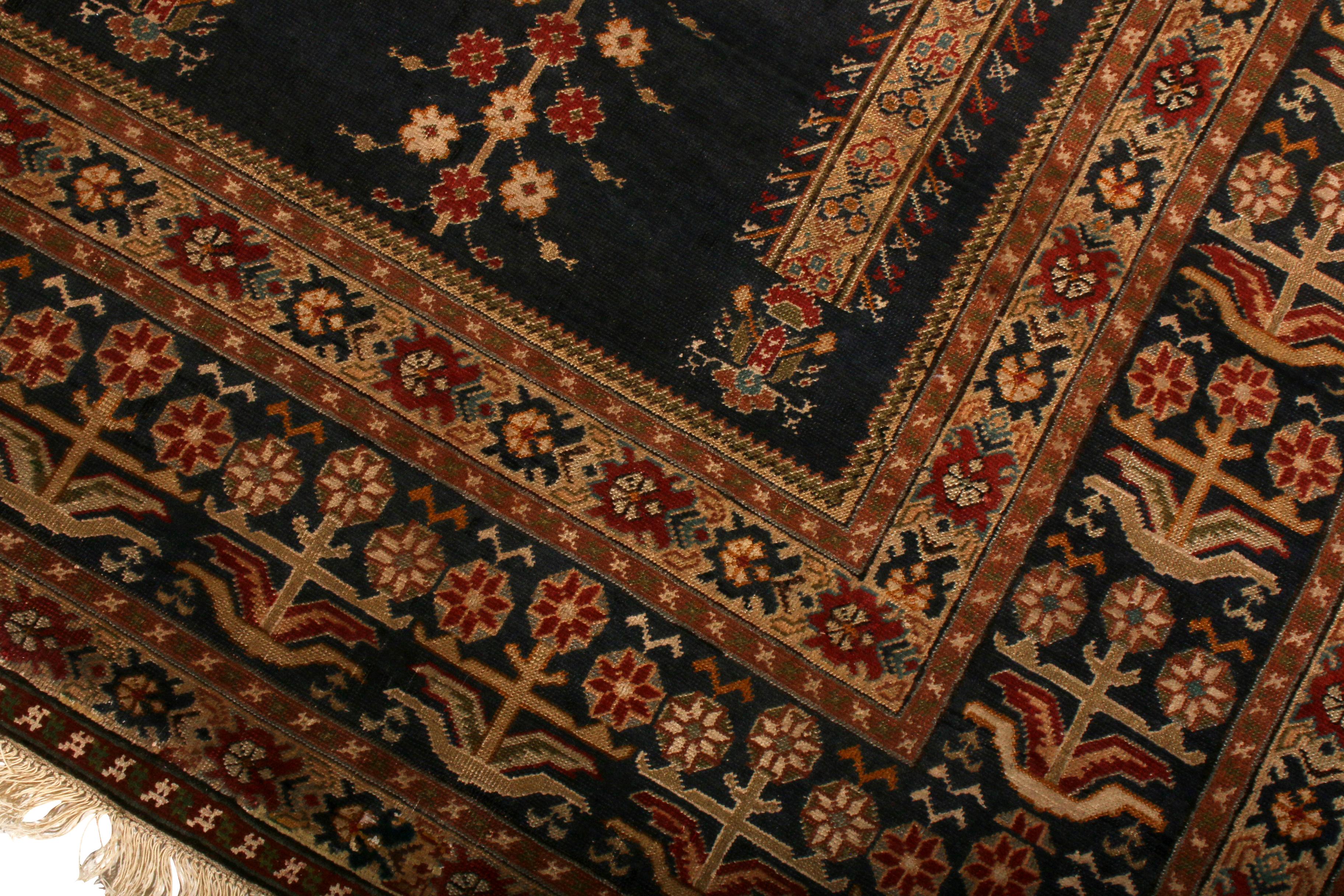 Islamic Antique Ghiordes Rug Beige-Brown & Black Geometric Mihrab Pattern by Rug & Kilim For Sale