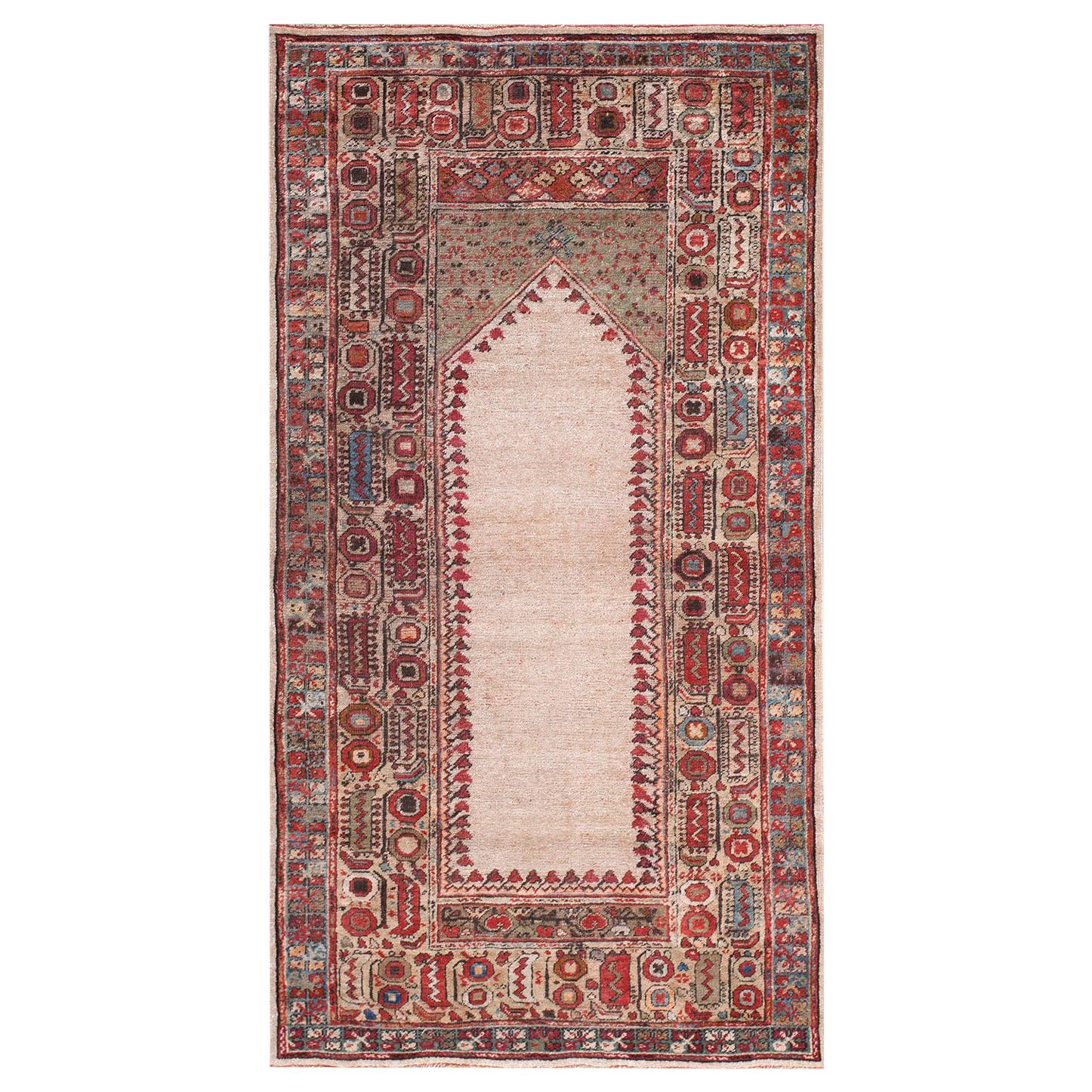 19th Century Turkish Oushak Ghiordes Prayer Carpet ( 3'6" x 6'4" - 107 x 193 ) For Sale