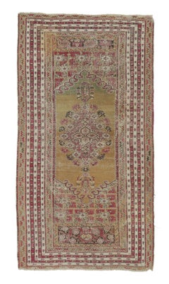 Antique Ghiordes Rug, Gold & Red with Intricate Medallion Pattern - Rug & Kilim