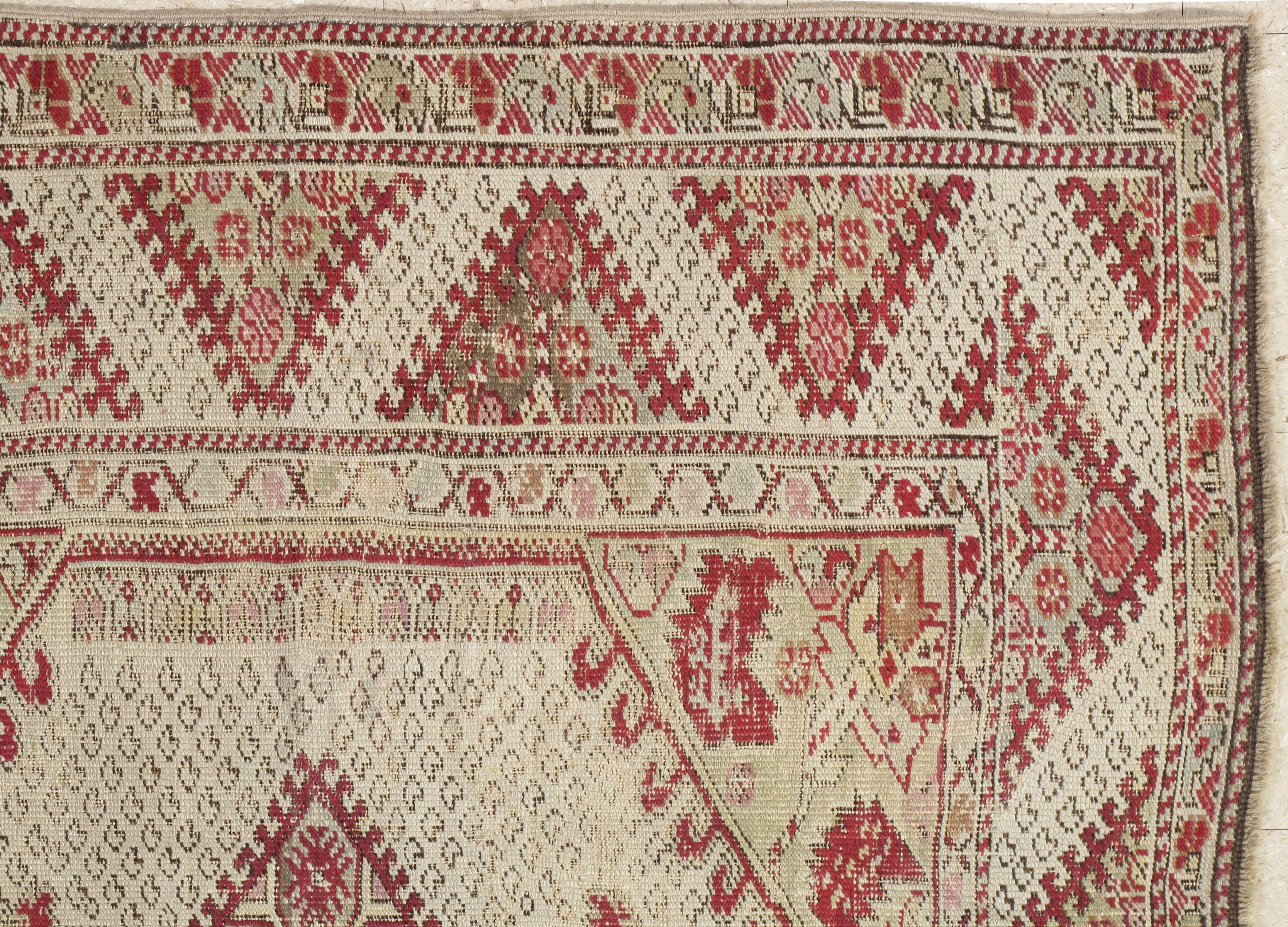 19th Century Antique Ghiordes Rug, Handmade Turkish Oriental Rug, Beige, Taupe For Sale