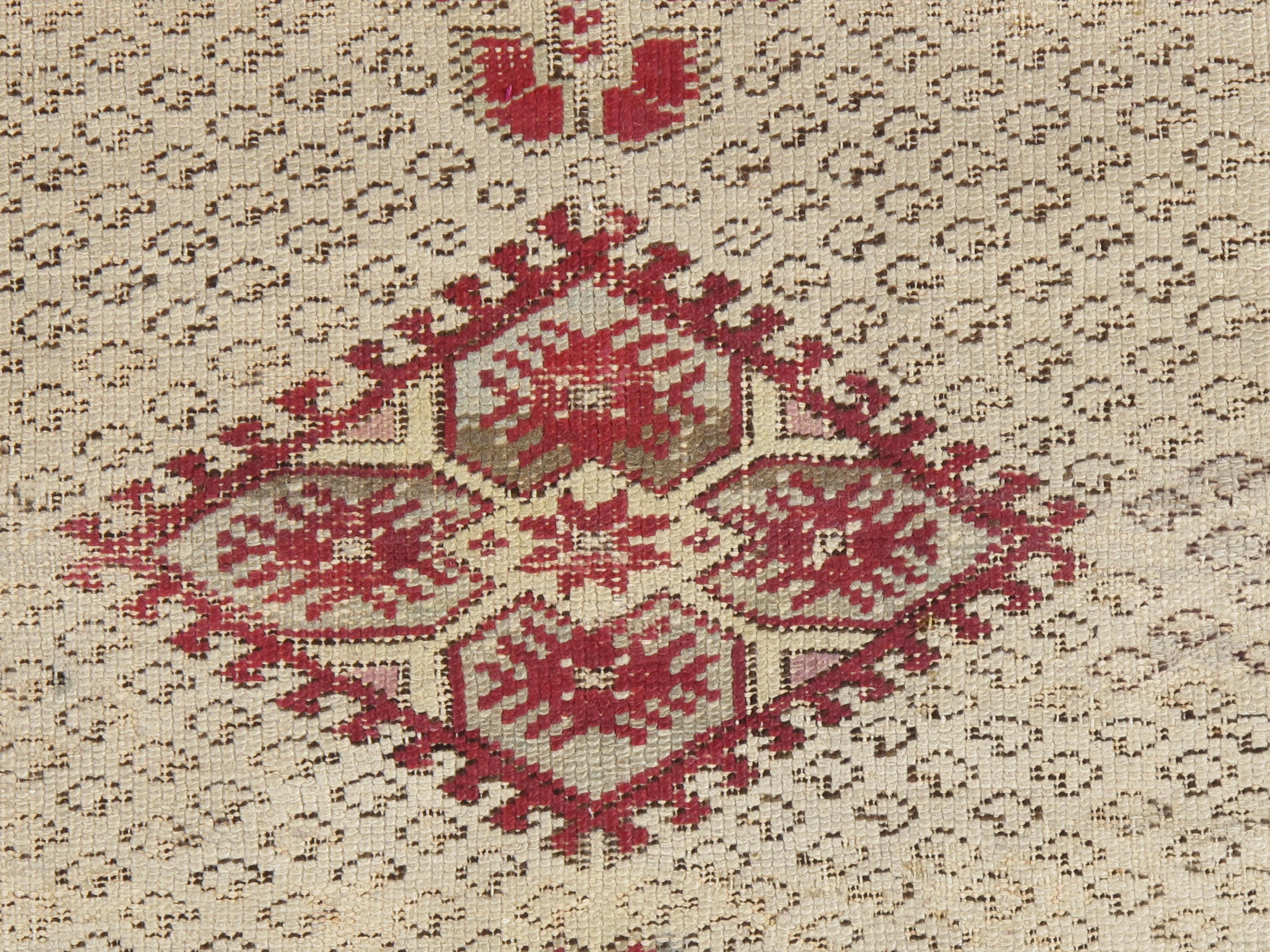 Wool Antique Ghiordes Rug, Handmade Turkish Oriental Rug, Beige, Taupe For Sale