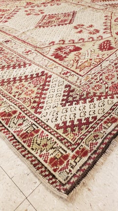 Antique Ghiordes Rug, Handmade Turkish Oriental Rug, Beige, Taupe
