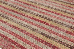 Antique Ghiordes Rug with Polychromatic Stripes and Floral Patterns -Rug & Kilim