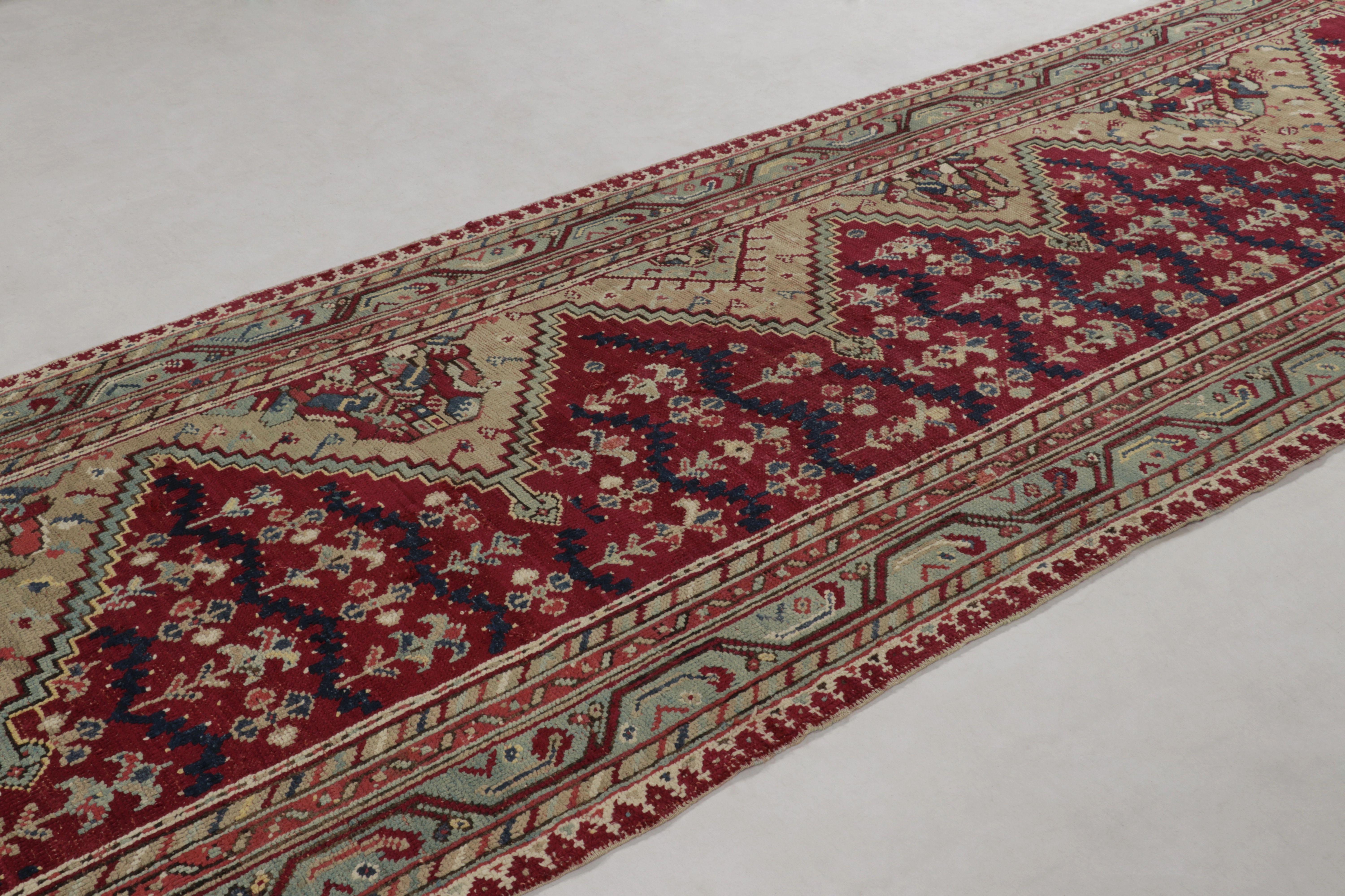 Fine XIX secolo Tappeto antico Ghiordes Runner, rosso ricco con densi motivi floreali - Rug & Kilim in vendita