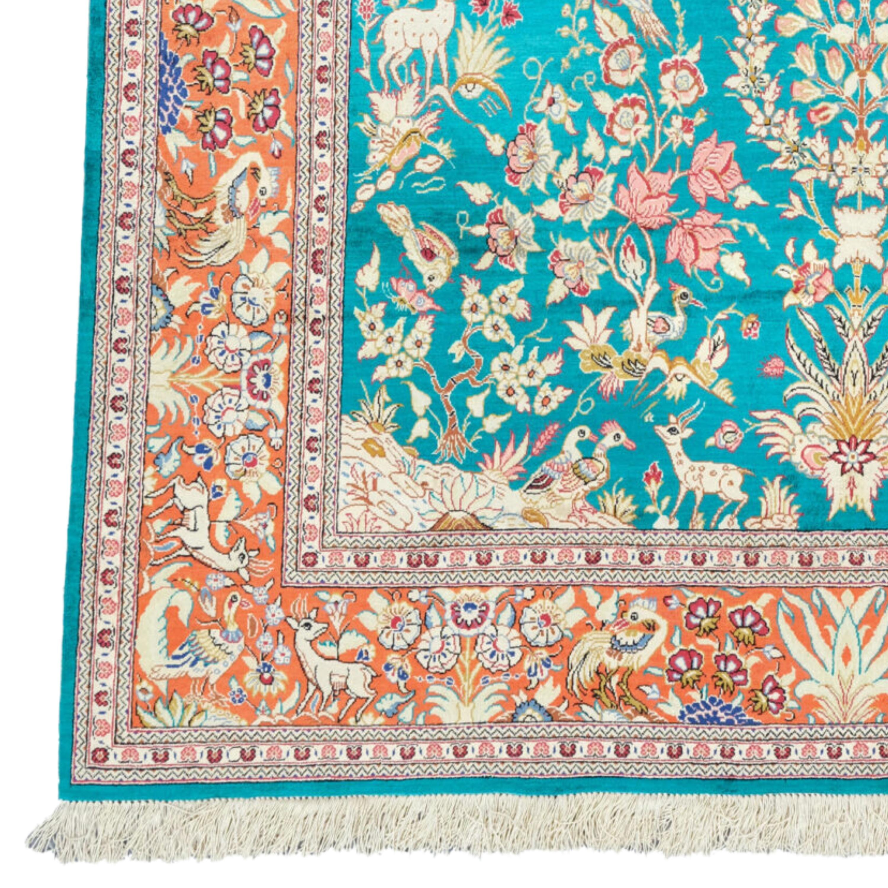 Antique Ghom Rug - Antique Ghom Silk Rug 128x195 cm (50,3x76,7 In)

All carpets made in Qom are produced using only the best raw materials available. Sand silk is considered one of the finest silks in the world, and the wool used is known as cork