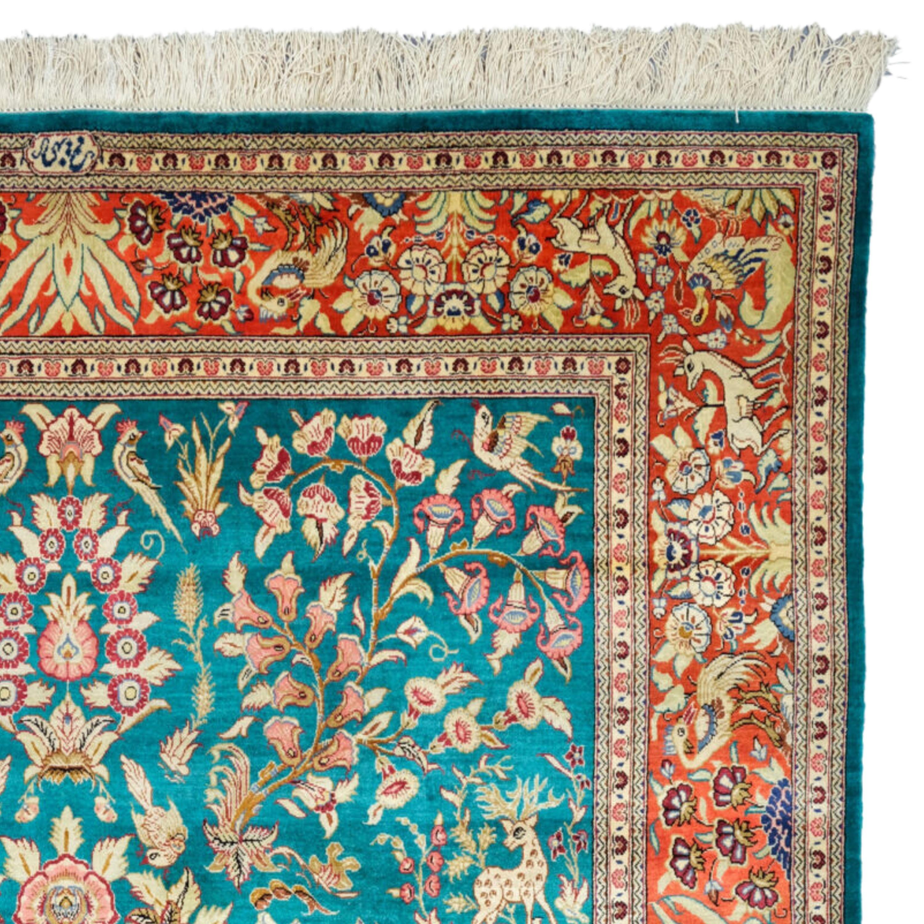 Antique Ghom Rug - Antique Ghom Silk Rug, Antique Silk Rug, Silk Rug In Good Condition For Sale In Sultanahmet, 34
