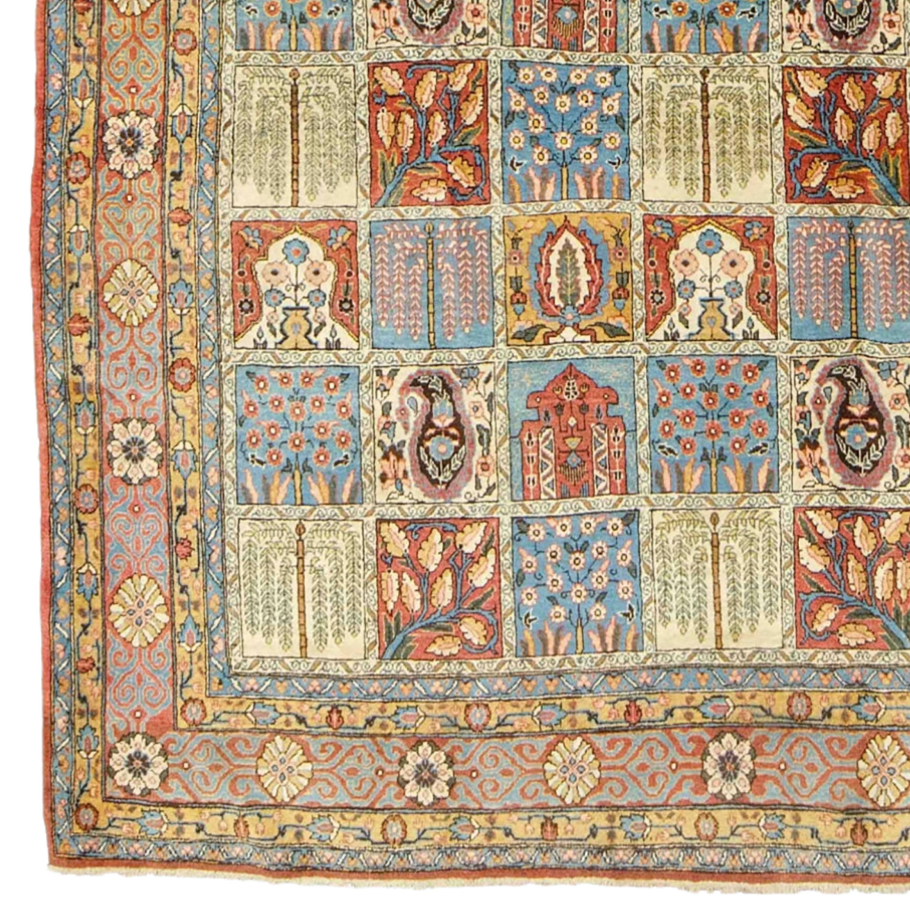 19th Century Ghoum Rug
Size: 246x343 cm

This impressive 19th century Ghoum Tapestry is a masterpiece reflecting the elegant and sophisticated craftsmanship of a historic period.

Rich Patterns: The carpet is decorated with intricate floral motifs