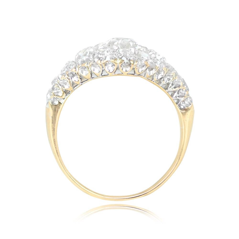 Antique GIA 0.76ct Old European Cut Diamond Cluster Ring, 18k Yellow Gold In Excellent Condition For Sale In New York, NY