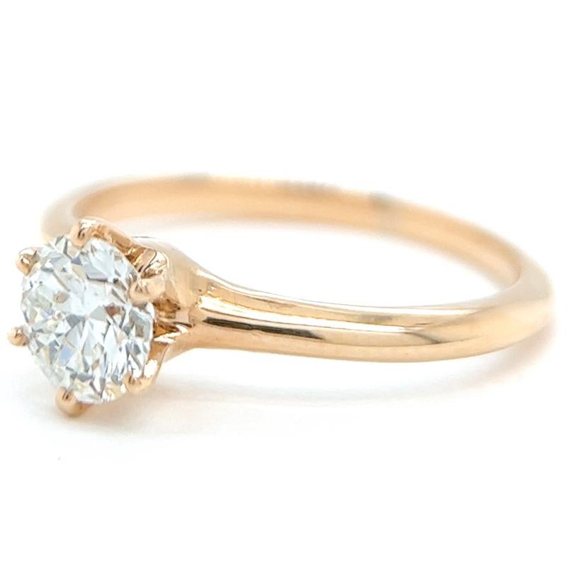 Women's or Men's Antique GIA 0.79 Carat Old European Cut Diamond 14K Yellow Gold Solitaire Ring
