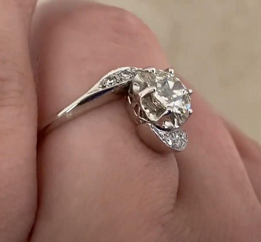 Edwardian Antique Old European Cut Diamond Engagement Ring (GIA Approx 0.9-Carats) For Sale