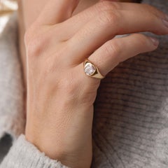 Antique GIA 1.00 carat diamond 10K yellow gold bezel ring