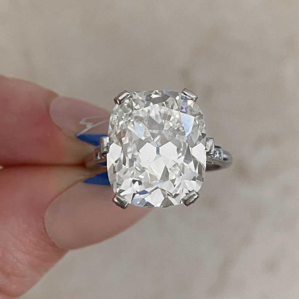 Antiker GIA 10,08 Karat antiker Diamant-Verlobungsring aus Platin mit Kissenschliff im Angebot 4