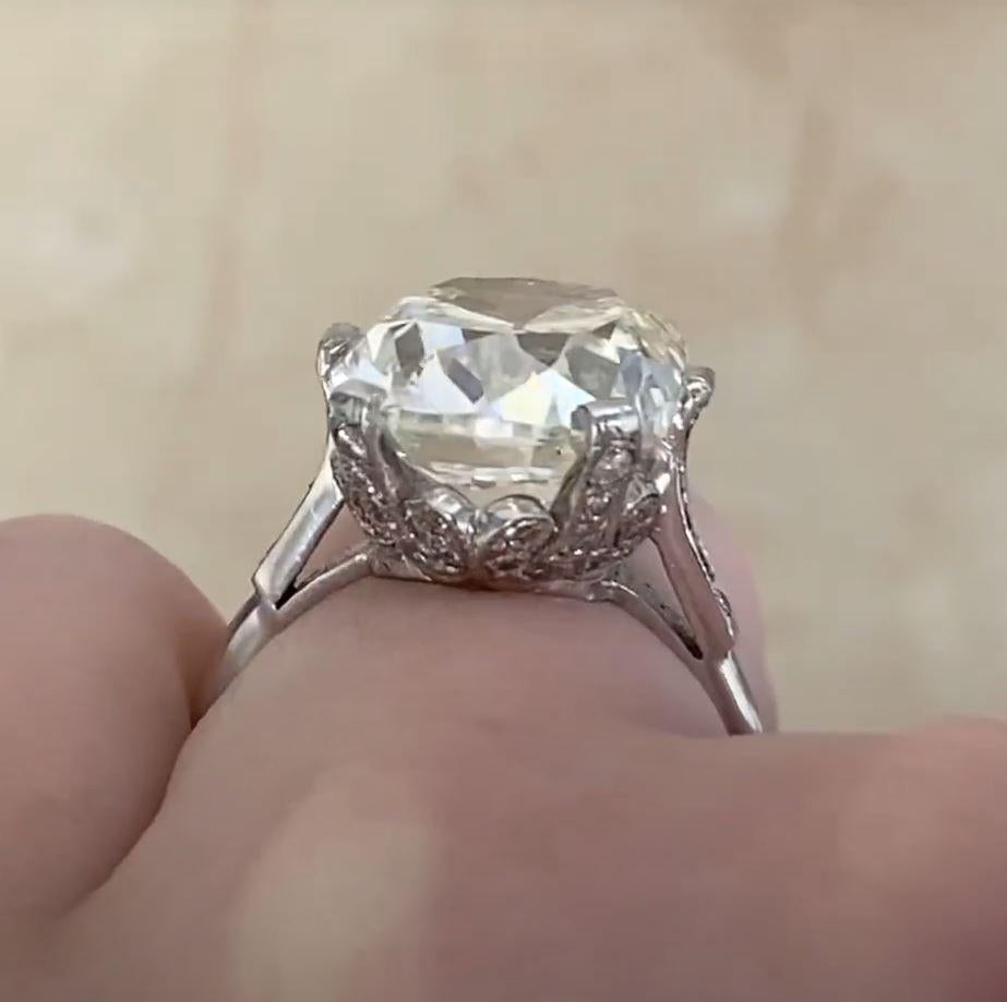 Antiker GIA 10,08 Karat antiker Diamant-Verlobungsring aus Platin mit Kissenschliff im Angebot 2