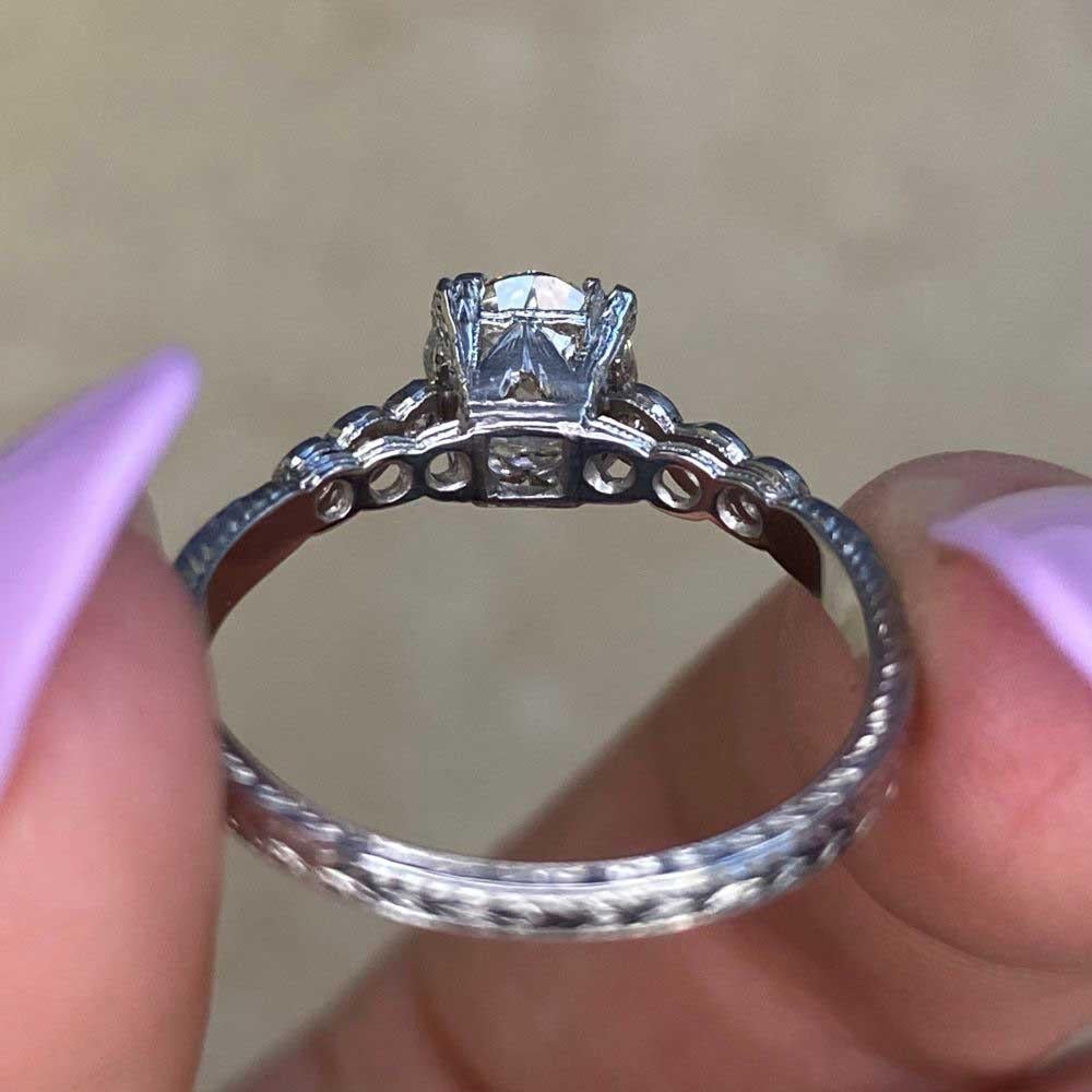 Antique GIA 1.01ct Old European Cut Diamond Engagement Ring, Platinum For Sale 6