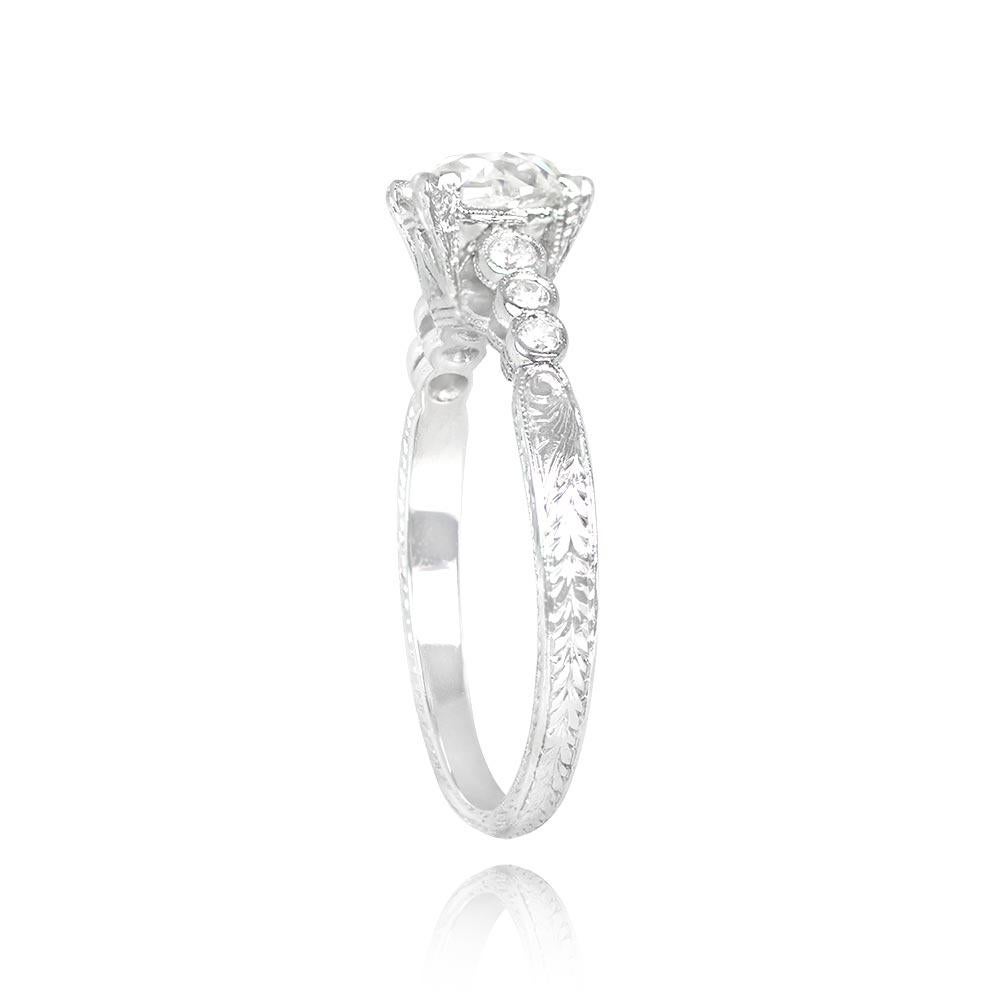 Art Deco Antique GIA 1.01ct Old European Cut Diamond Engagement Ring, Platinum For Sale