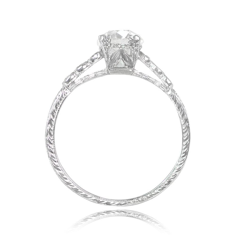 Antique GIA 1.01ct Old European Cut Diamond Engagement Ring, Platinum In Excellent Condition For Sale In New York, NY