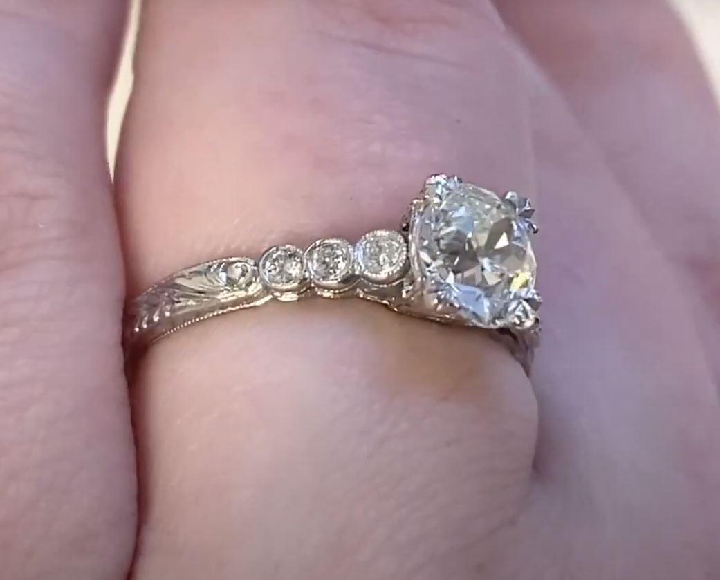 Antique GIA 1.01ct Old European Cut Diamond Engagement Ring, Platinum For Sale 1