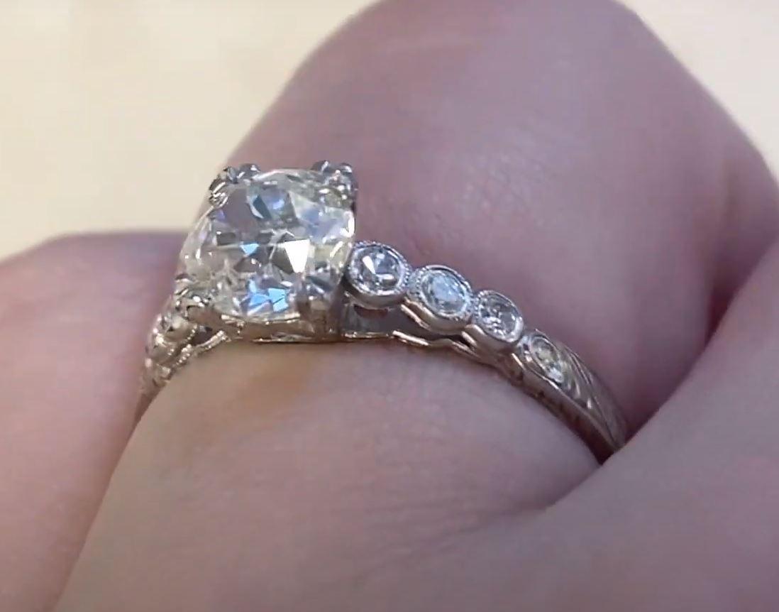 Antique GIA 1.01ct Old European Cut Diamond Engagement Ring, Platinum For Sale 2