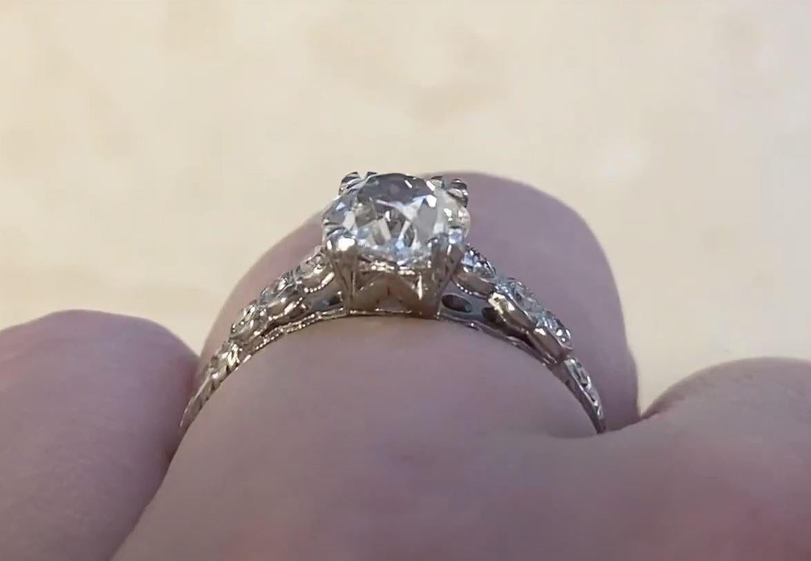 Antique GIA 1.01ct Old European Cut Diamond Engagement Ring, Platinum For Sale 3