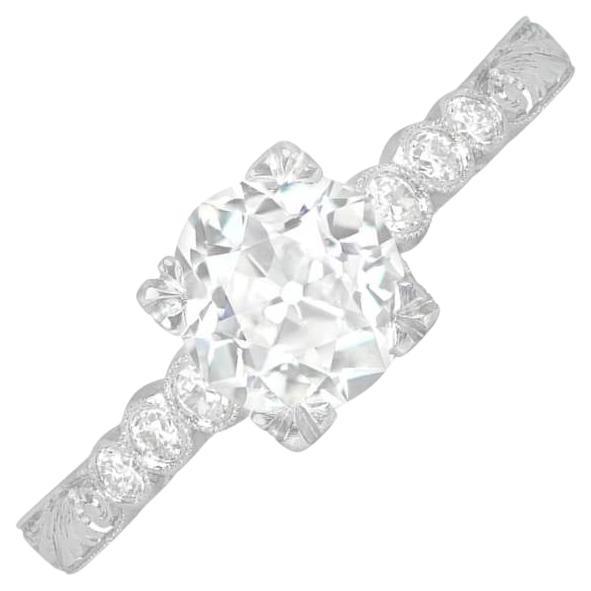 Antique GIA 1.01ct Old European Cut Diamond Engagement Ring, Platinum For Sale