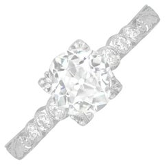 Bague de fiançailles en platine avec un diamant GIA de 1,01ct de taille européenne ancienne