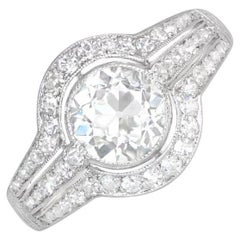Antique GIA 1.02ct Old European Cut Diamond Engagement Ring, Platinum