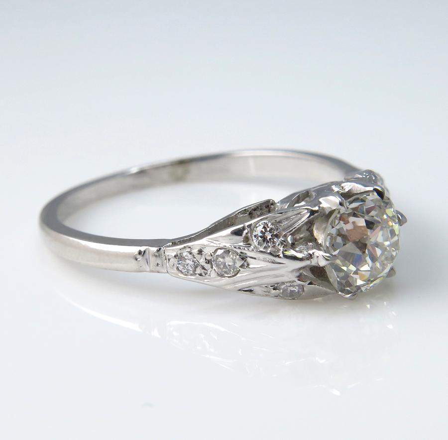 Edwardian Antique GIA 1.0 Carat Old Mine Cushion Solitaire Diamond Wedding Ring