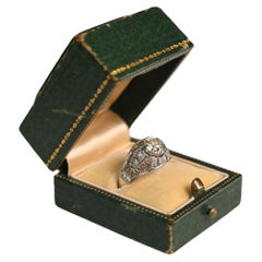 Anillo antiguo de diamantes talla europea (GIA aprox. 1,10 quilates), platino