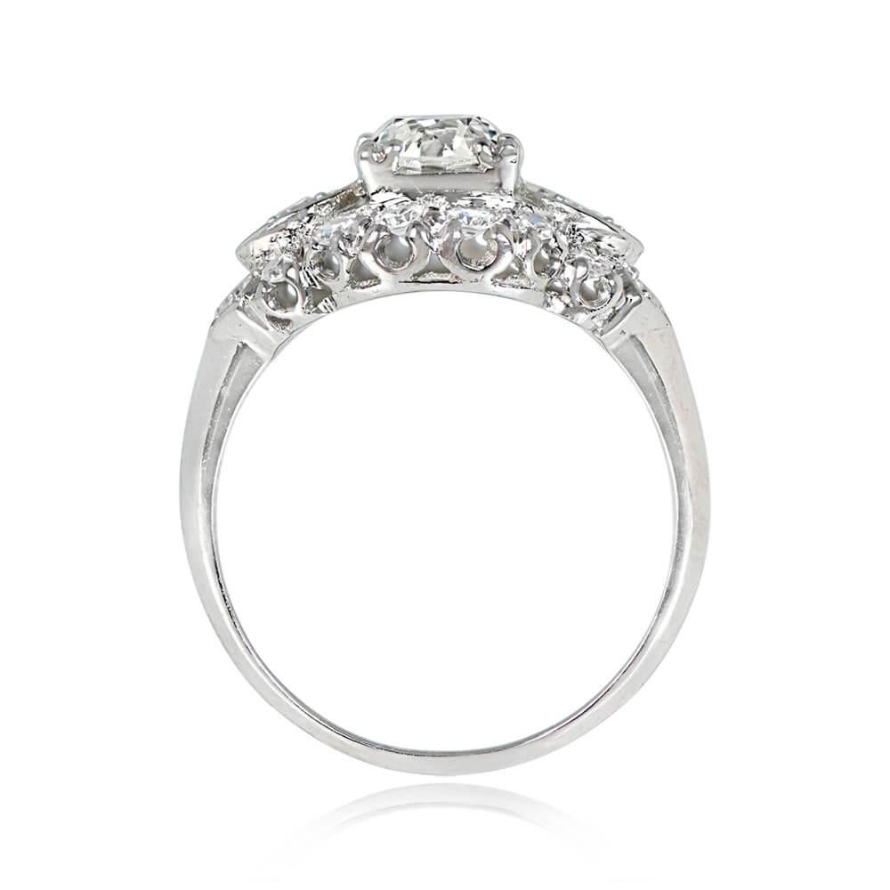 Antique GIA 1.27ct Old European Cut Diamond Engagement Ring, Platinum In Excellent Condition For Sale In New York, NY