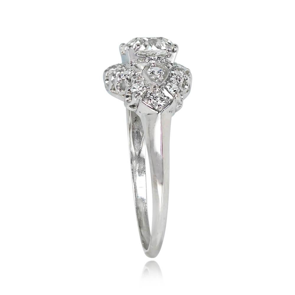 Women's Antique GIA 1.27ct Old European Cut Diamond Engagement Ring, Platinum For Sale