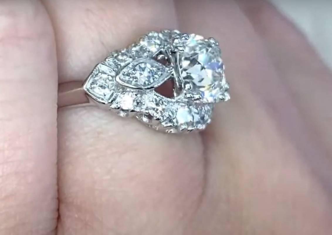 Antique GIA 1.27ct Old European Cut Diamond Engagement Ring, Platinum For Sale 3