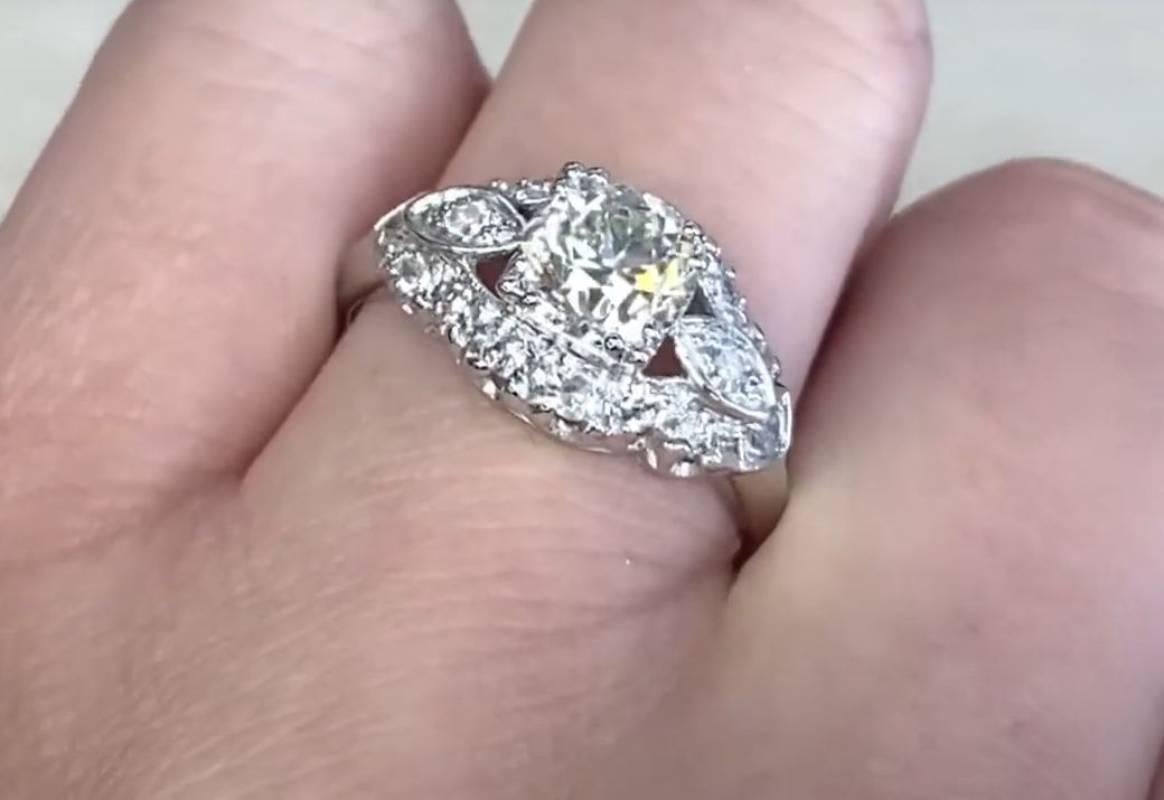 Antique GIA 1.27ct Old European Cut Diamond Engagement Ring, Platinum For Sale 4
