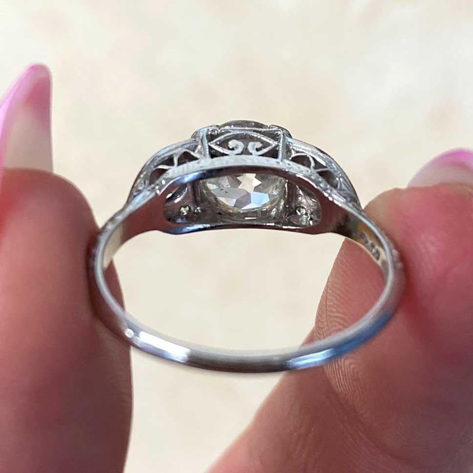 Antique GIA 1.51ct Old European Cut Diamond Engagement Ring, Platinum For Sale 6