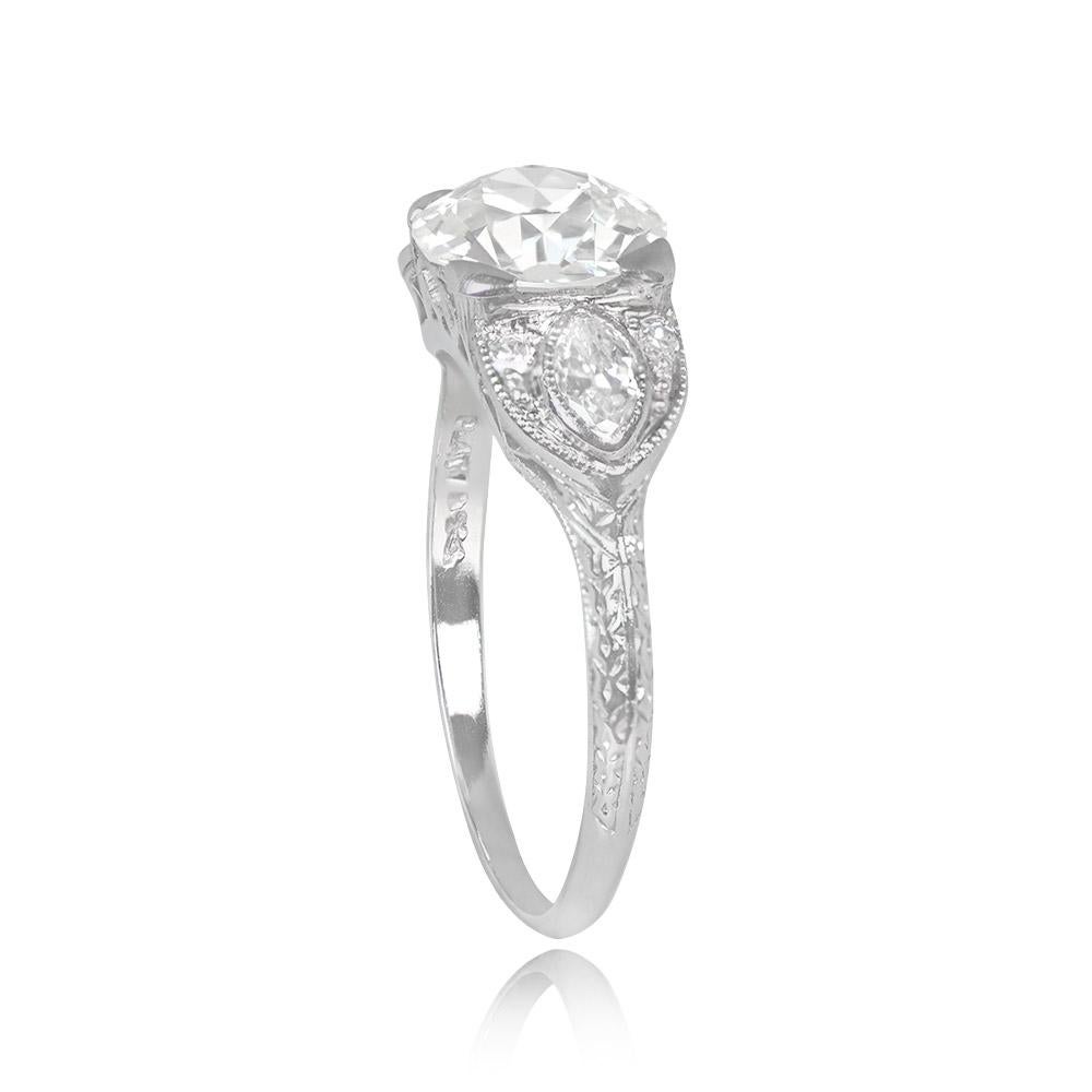 Art déco Bague de fiançailles en platine avec un diamant GIA de 1.51ct de taille européenne ancienne en vente