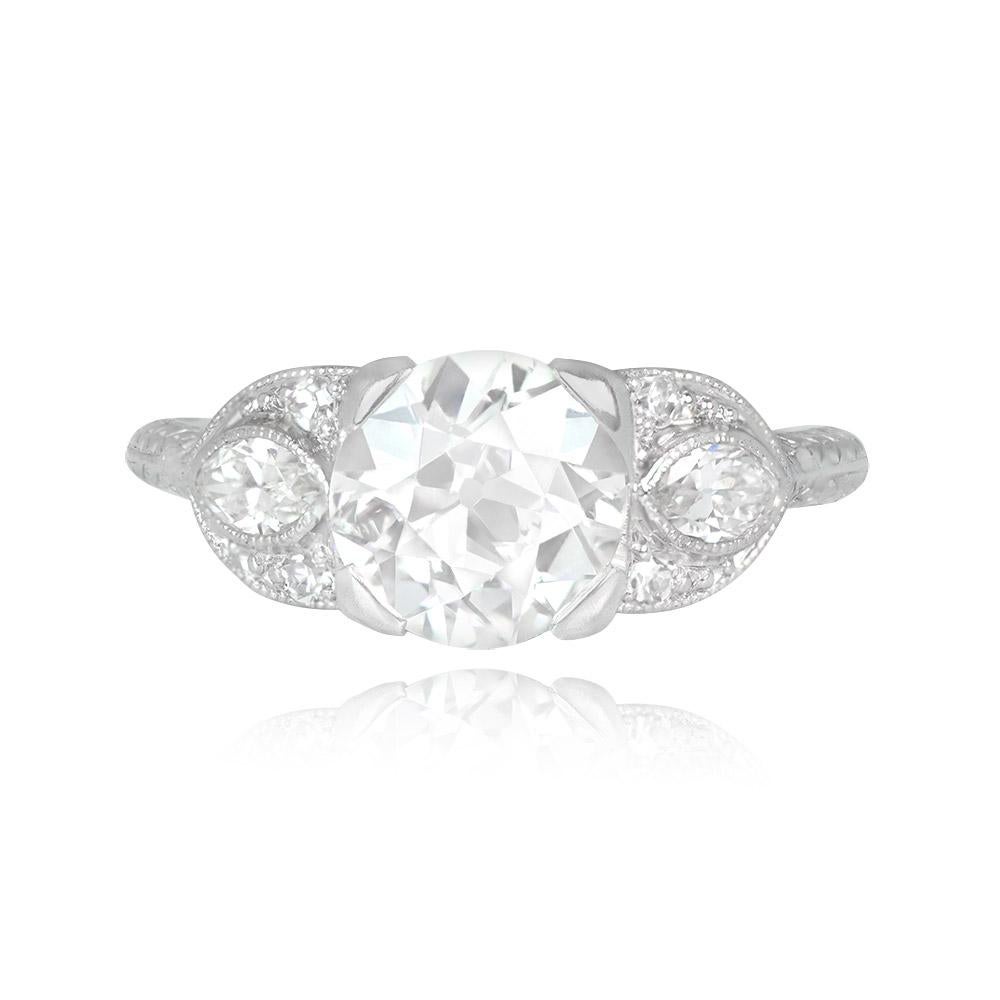 Antique GIA 1.51ct Old European Cut Diamond Engagement Ring, Platinum In Excellent Condition For Sale In New York, NY