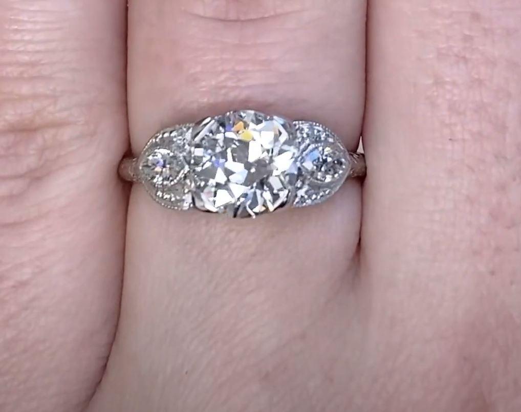 Women's Antique GIA 1.51ct Old European Cut Diamond Engagement Ring, Platinum For Sale