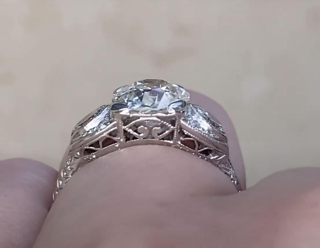 Antique GIA 1.51ct Old European Cut Diamond Engagement Ring, Platinum For Sale 3