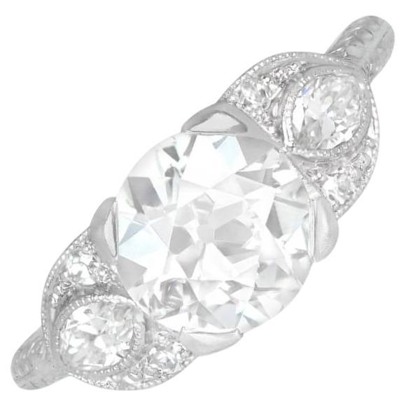 Bague de fiançailles en platine avec un diamant GIA de 1.51ct de taille européenne ancienne en vente