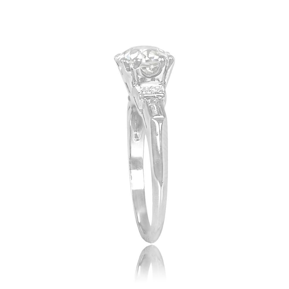 Art Deco Antique GIA 1.63ct Old European Cut Diamond Engagement Ring, Platinum, Circa1930 For Sale