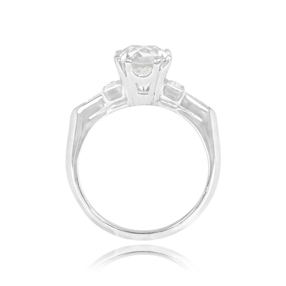 Antique GIA 1.63ct Old European Cut Diamond Engagement Ring, Platinum, Circa1930 In Excellent Condition For Sale In New York, NY