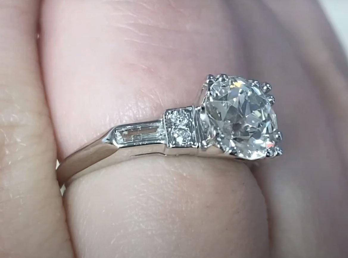 Antique GIA 1.63ct Old European Cut Diamond Engagement Ring, Platinum, Circa1930 For Sale 1