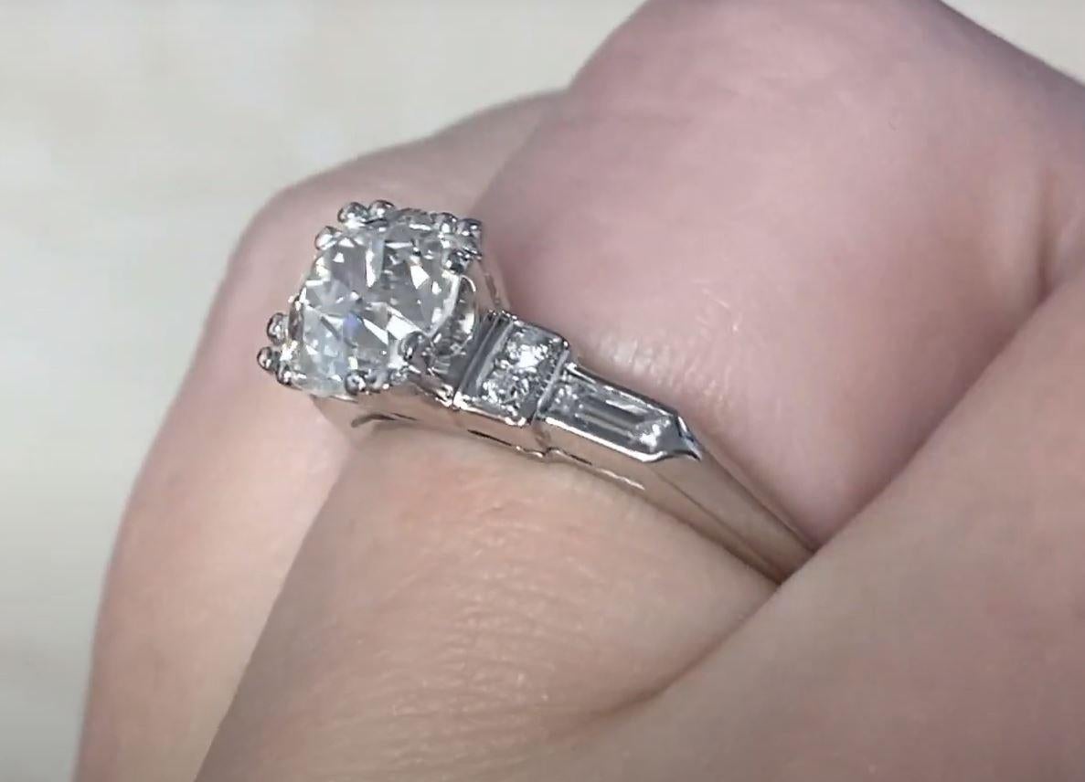 Antique GIA 1.63ct Old European Cut Diamond Engagement Ring, Platinum, Circa1930 For Sale 2