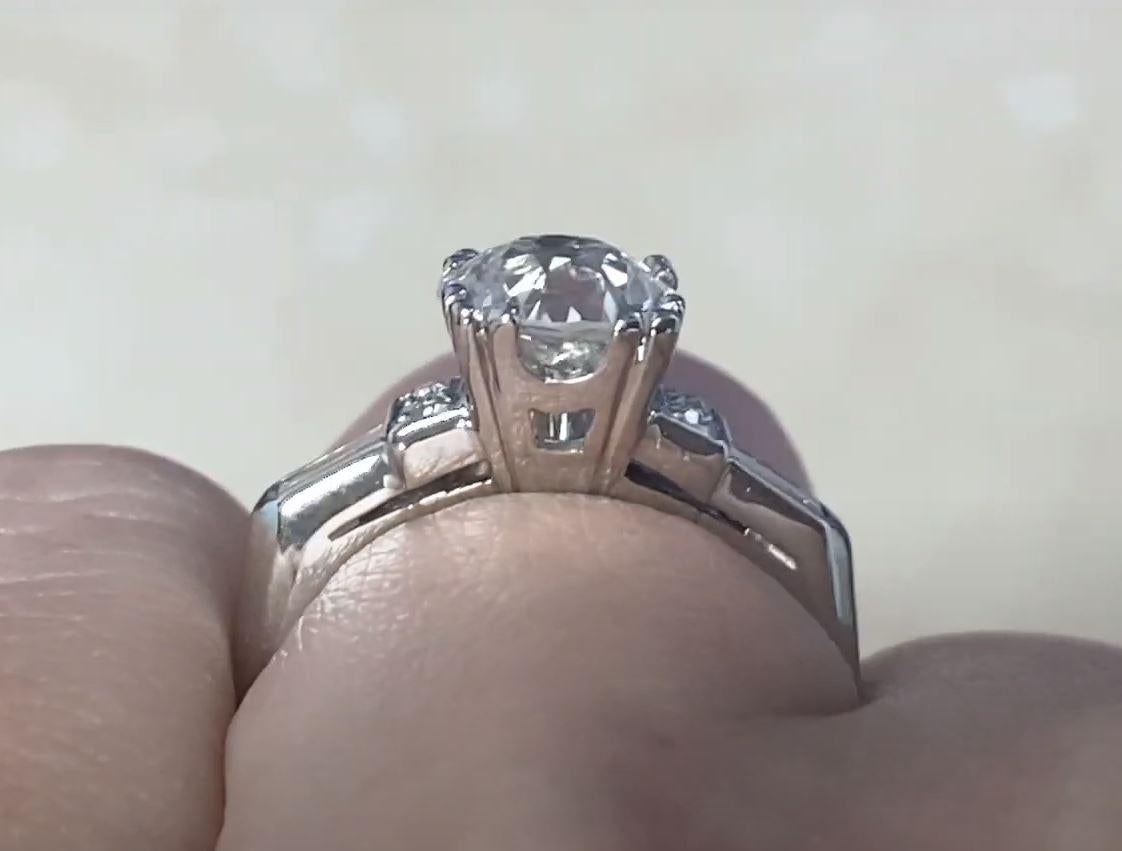 Antique GIA 1.63ct Old European Cut Diamond Engagement Ring, Platinum, Circa1930 For Sale 3