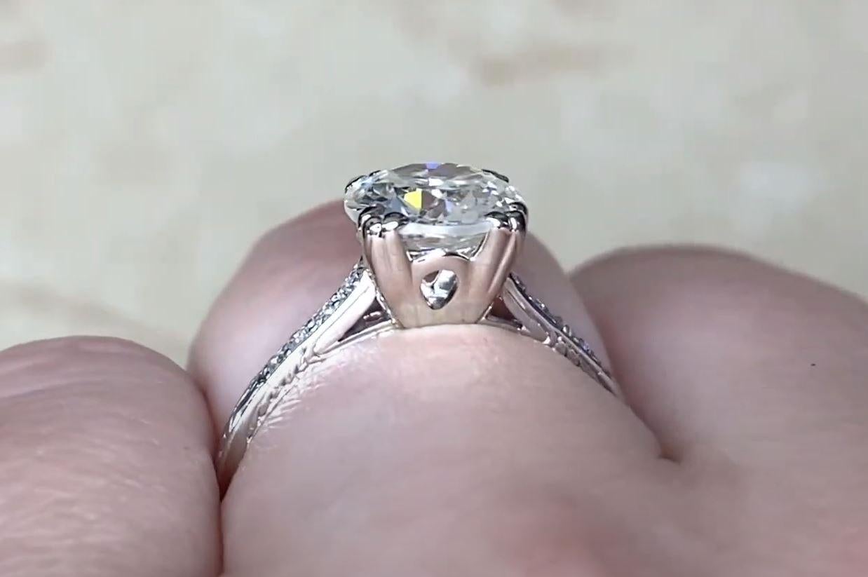 Antique Gia 1.64ct Old Euro Cut Diamond Engagement Ring, VS1 Clarity, Platinum In Excellent Condition For Sale In New York, NY