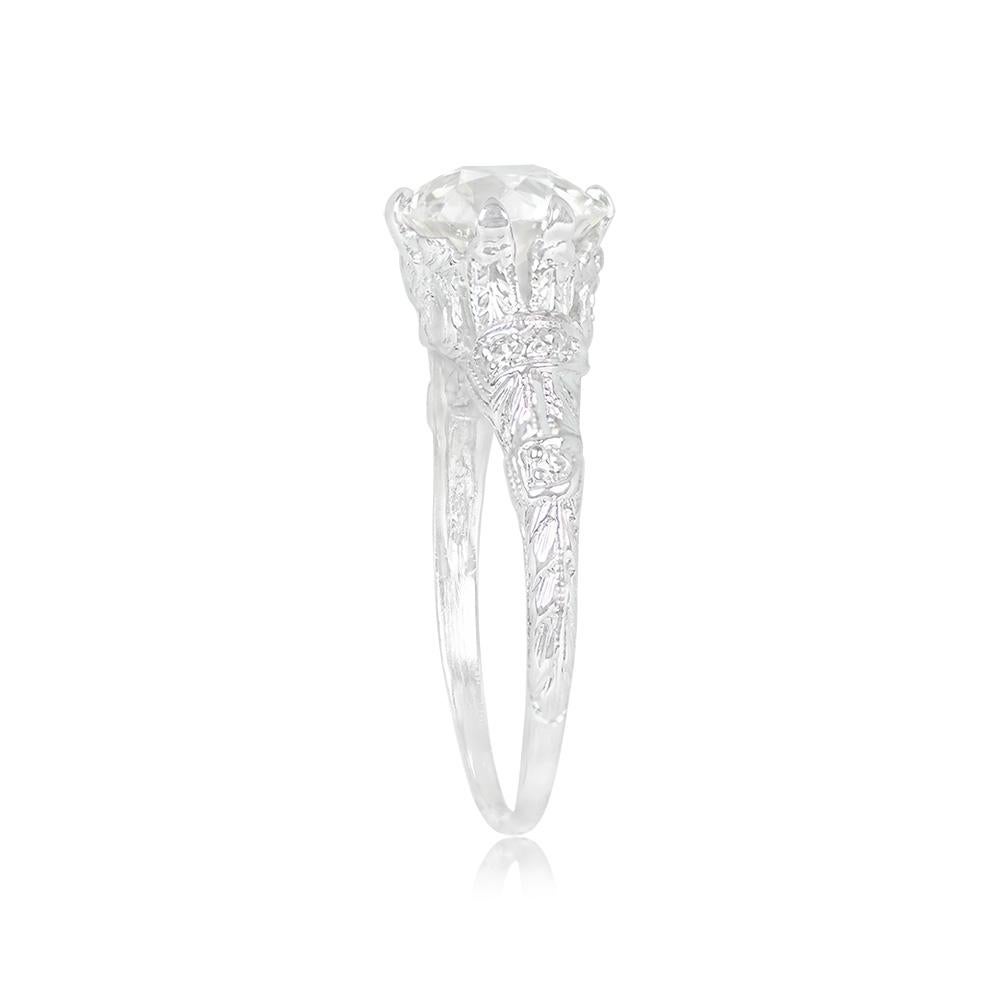 Art Deco Antique GIA 1.65ct Old European Cut Diamond Engagement Ring, Platinum, Circa1920 For Sale