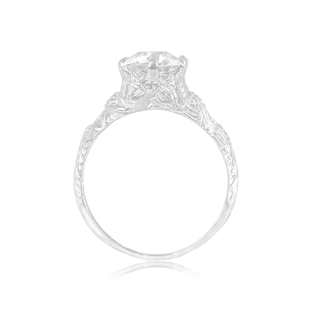 Antique GIA 1.65ct Old European Cut Diamond Engagement Ring, Platinum, Circa1920 In Excellent Condition For Sale In New York, NY