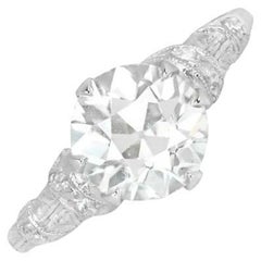 Bague de fiançailles ancienne en platine, GIA, 1,65ct diamant taille européenne, Circa1920