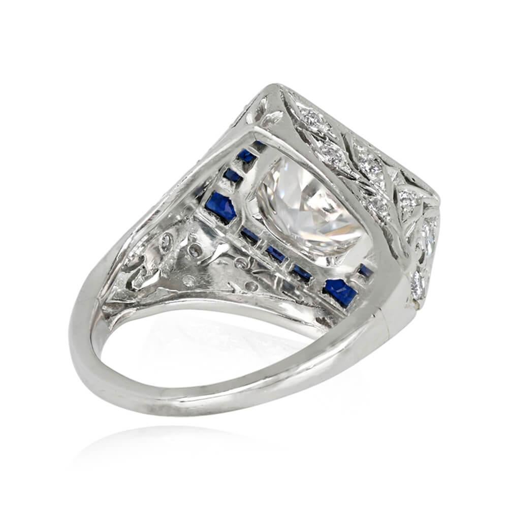 Taille vieille Europe Antiquities GIA 1.69ct Old Euro-Cut Diamond Engagement Ring, H Color, Sapphire Halo en vente