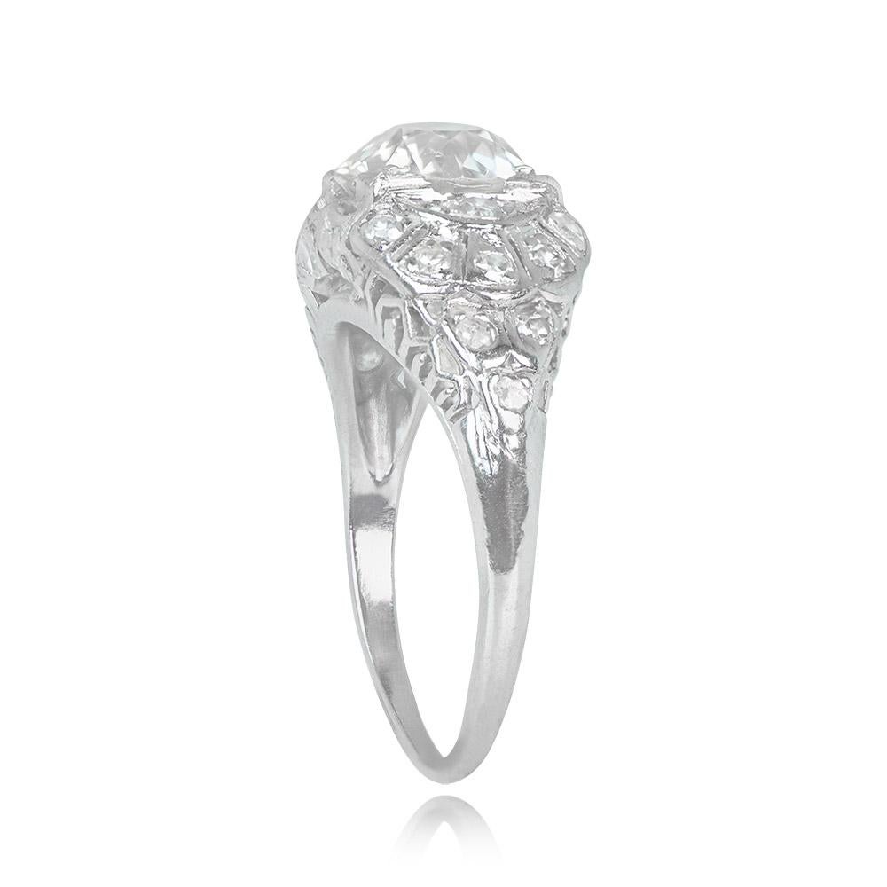 Art Deco Antique GIA 1.71ct Old European Cut Diamond Engagement Ring, Platinum Circa 1920 For Sale